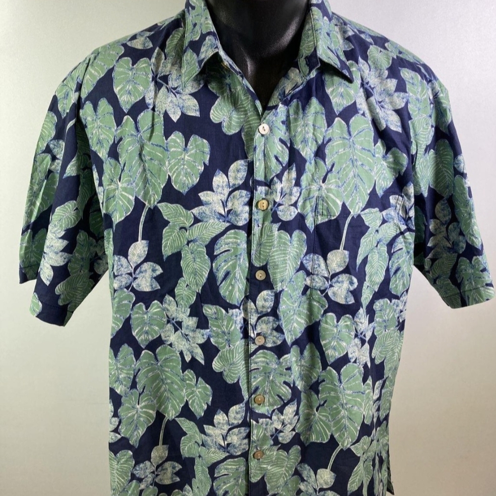 Tori Richard Blue and Green Monstera Aloha Shirt